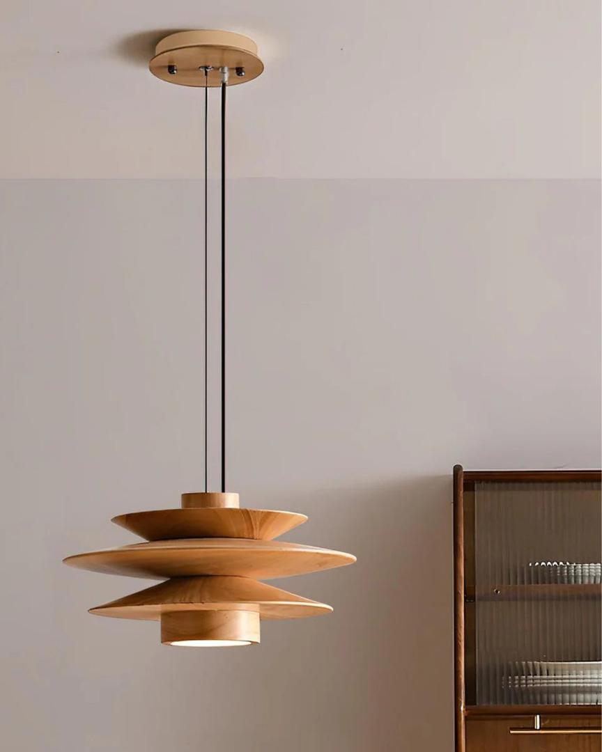 Plafonnier Suspension en Bois de Rubberwood | Design Côtier Moderne