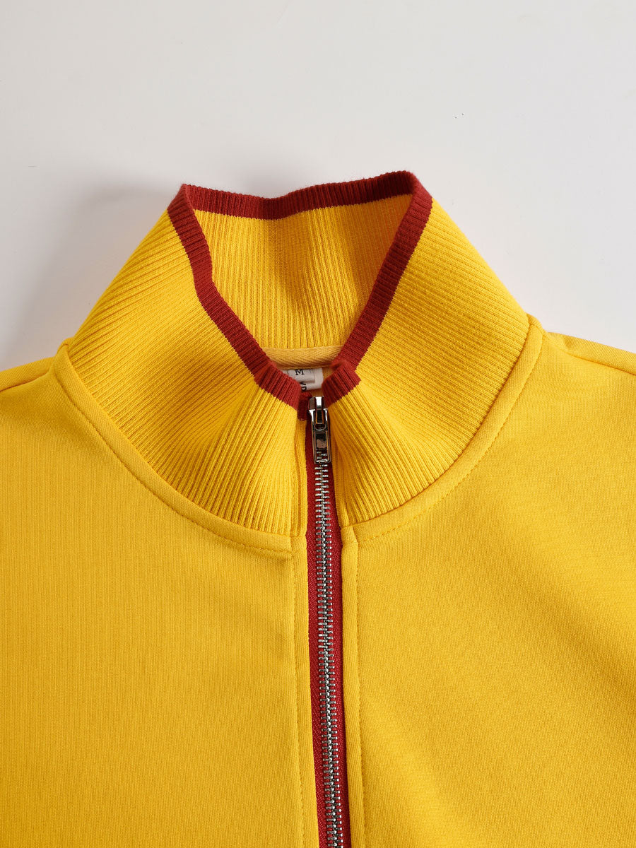 Retro sportieve dames set in twee delen, halve rits sweater, wijde broek met strepen – Grijs wit