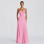 Robe de Cérémonie Maxi Bretelles Cintrée Taille Élégante Femme Été – Mirabelle