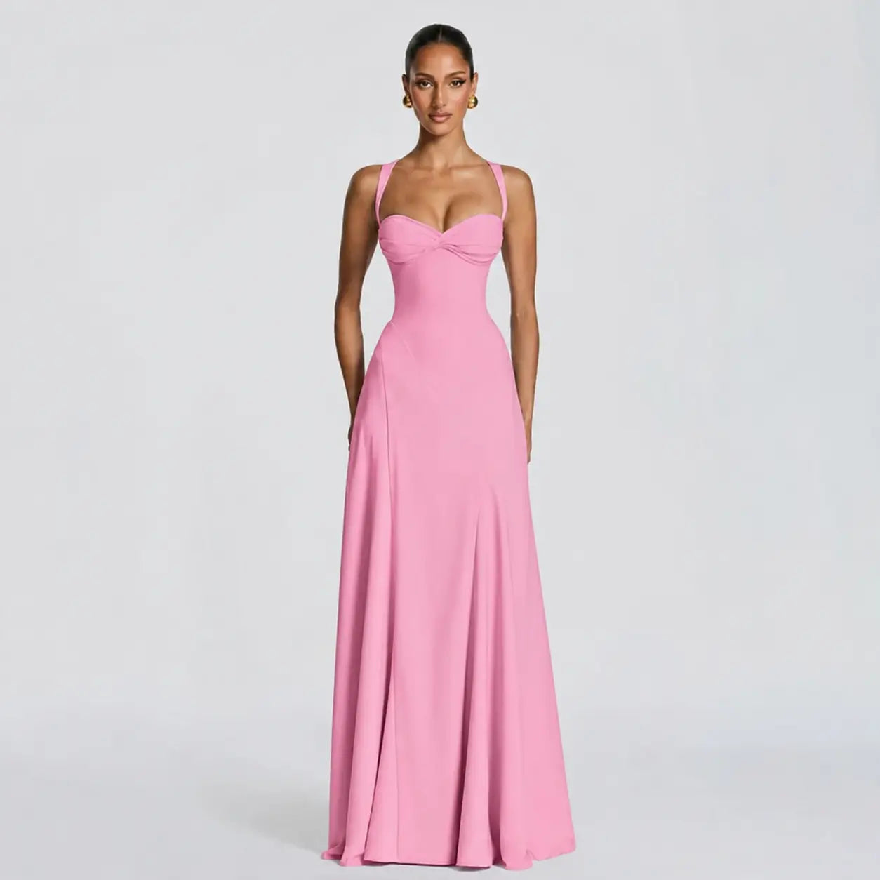 Robe de Cérémonie Maxi Bretelles Cintrée Taille Élégante Femme Été – Mirabelle