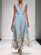 Robe Longue de Mariage Florale pour Femme Invité Fluide Féminine Romantique Élégante
