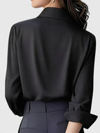 Haut élégant à col boutonné pour femmes à manches longues, coupe décontractée, polyvalent et chic – Melvaya