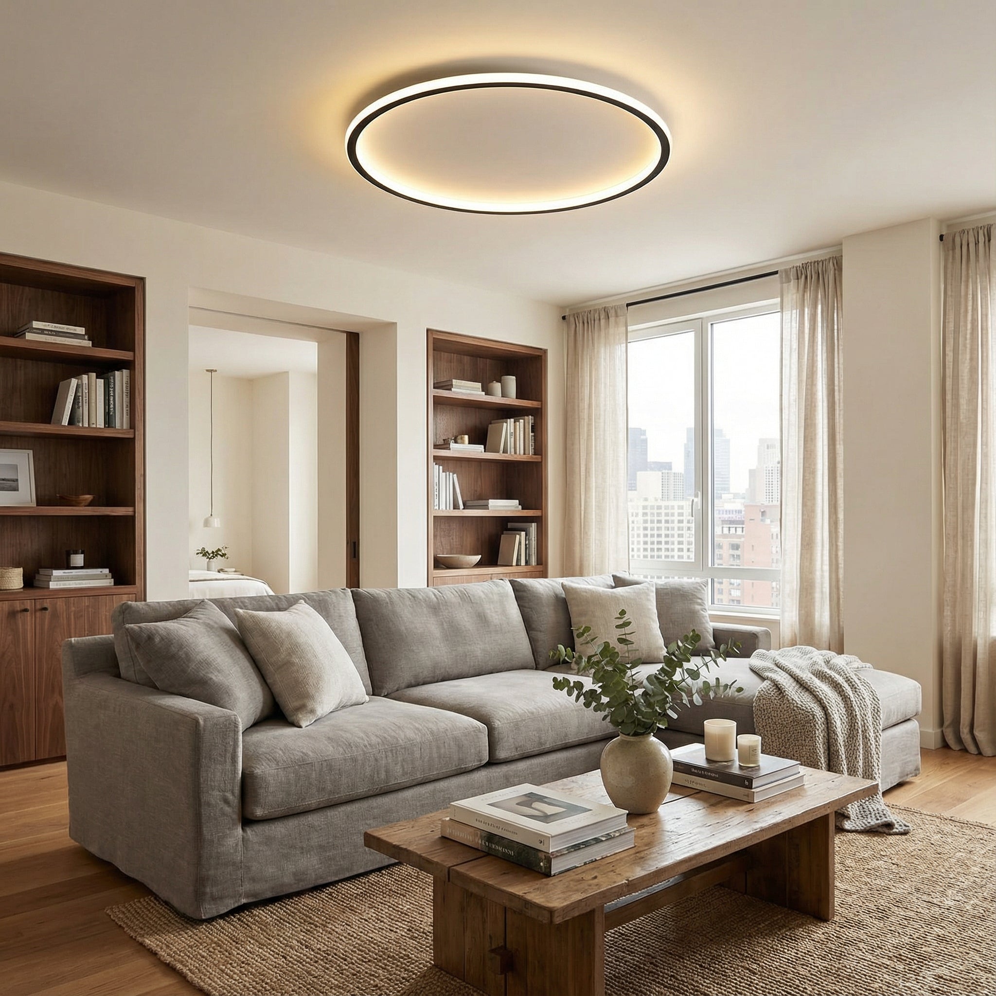 Plafonnier Ronde Scandinave LED Moderne pour Salon et Chambre