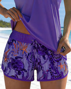 Ensemble de Tankini Loose à Encolure Carrée pour Femmes, Imprimé Tropical, Short de Bain, Plage, Piscine, Vacances, Resort, Été Sexy – Tropicana