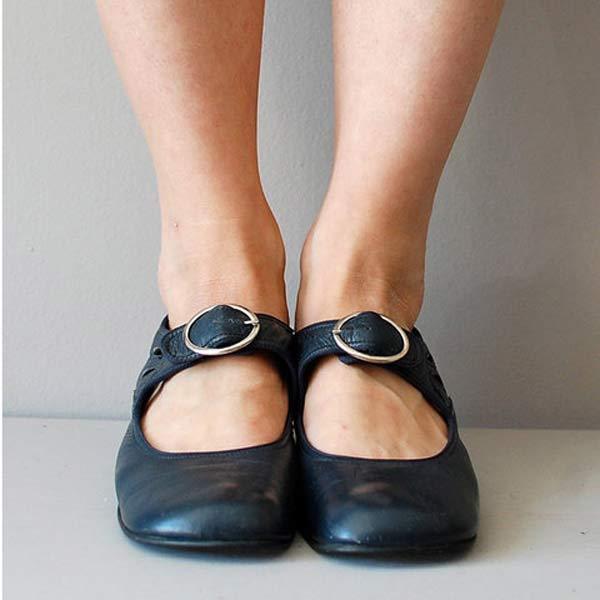 Mary Jane Lederschuhe für Damen mit Schnalle und niedrigem Absatz – Federica