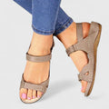 Sandali con Cinturino alla Caviglia Ortopedici Donna Regolabili Aperte Suola Morbida Leggere Supporto Arco Plantare Casual Spiaggia Vacanze Estate – Camel