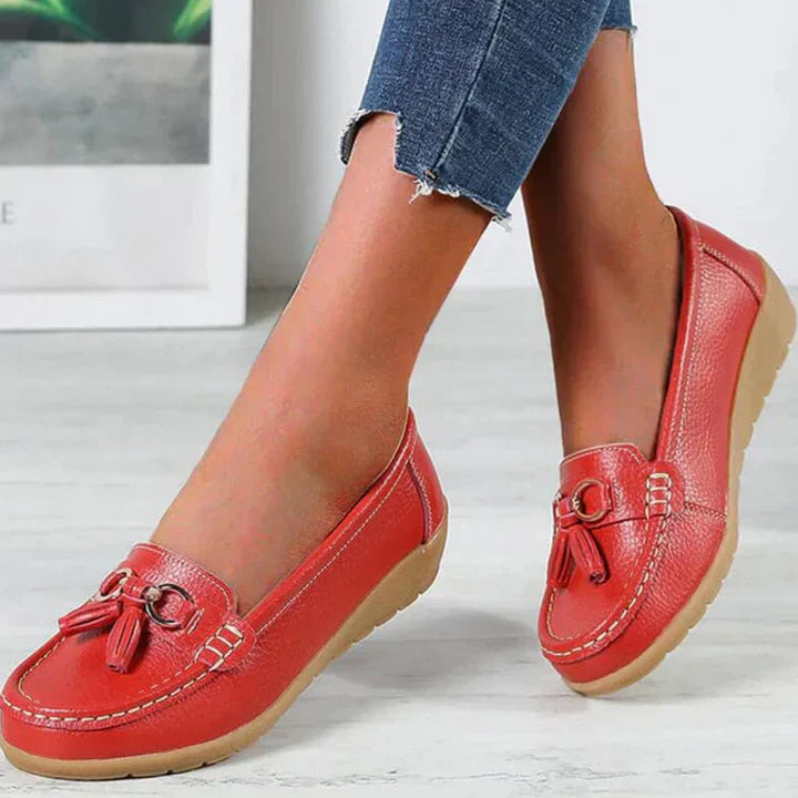 Mocassins Basses à Enfiler pour Femmes avec Détails Frangés – Blanc