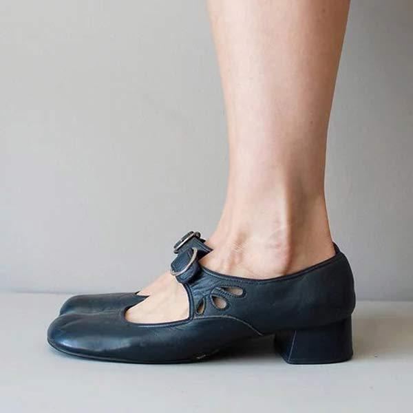 Mary Jane Lederschuhe für Damen mit Schnalle und niedrigem Absatz – Federica