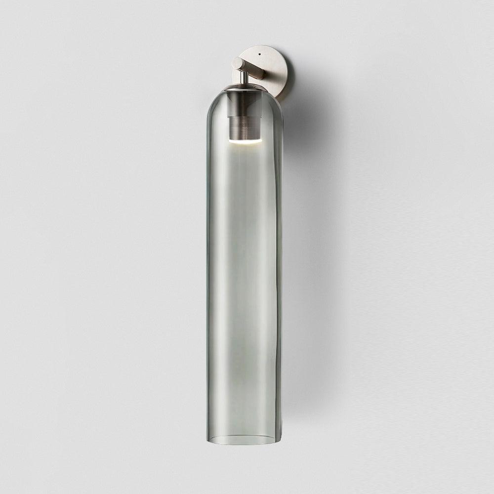 Künstlerische Wandleuchte aus Glas, zylindrische Form, Messing-Finish, glamouröser Luxus-Stil