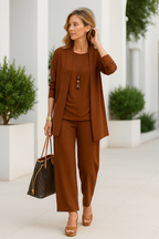 Ensemble de Pantalon Trois Pièces pour Femmes - Débardeur, Pantalons Amples, Élégant, Polyvalent et Chic