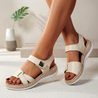 Orthopädische Plateau-Sandalen für Damen mit verstellbaren Riemen, offener Zehenpartie, erhöhtem Komfortsohle, Unterstützung, lässig, Strand, Urlaub, Sommer – Salbeigrün