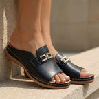 Orthopädische Damensandalen zum Hineinschlüpfen mit Schnallendetail, Blockabsatz, lässig, Sommer – Kylie