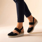 Orthopädische Plateau-Espadrilles für Damen mit verstellbarem Riemen, erhöhter, leichter und bequemer Sohle – Beige Naturfarben, lässig für Strand und Sommerurlaub