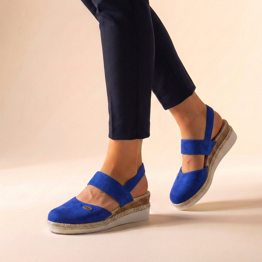Orthopädische Plateau-Espadrilles für Damen mit verstellbarem Riemen, erhöhter, leichter und bequemer Sohle – Beige Naturfarben, lässig für Strand und Sommerurlaub
