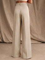 Pantalon Large Taille Haute Femme à Plis Avant Bureau Casual Formel