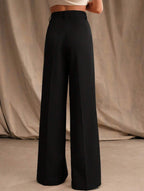 Pantalon Large Taille Haute Femme à Plis Avant Bureau Casual Formel