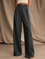 Pantalon Large Taille Haute Femme à Plis Avant Bureau Casual Formel
