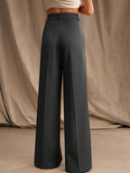 Pantalon Large Taille Haute Femme à Plis Avant Bureau Casual Formel