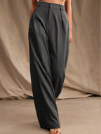 Pantalon Large Taille Haute Femme à Plis Avant Bureau Casual Formel