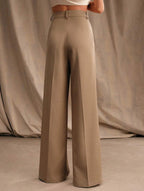 Pantalon Large Taille Haute Femme à Plis Avant Bureau Casual Formel