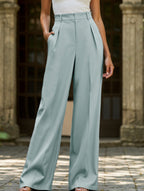 Pantalon Large Taille Haute Femme à Plis Avant Bureau Casual Formel