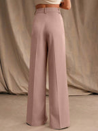 Pantalon Large Taille Haute Femme à Plis Avant Bureau Casual Formel