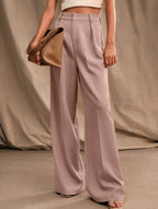 Pantalon Large Taille Haute Femme à Plis Avant Bureau Casual Formel