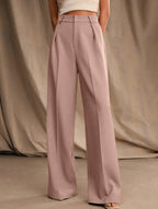 Pantalon Large Taille Haute Femme à Plis Avant Bureau Casual Formel