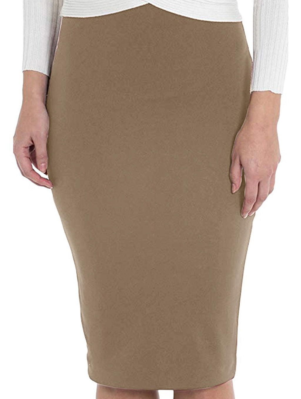 Bleistiftrock aus Satin mit Bandage, hoher Taille, dehnbar, figurbetont, lässig, formell, für den Alltag – Molor