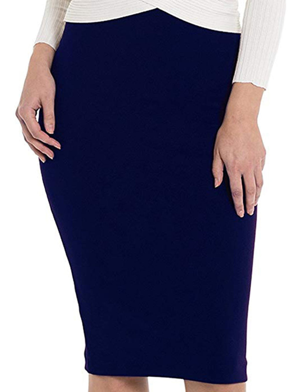 Bleistiftrock aus Satin mit Bandage, hoher Taille, dehnbar, figurbetont, lässig, formell, für den Alltag – Molor