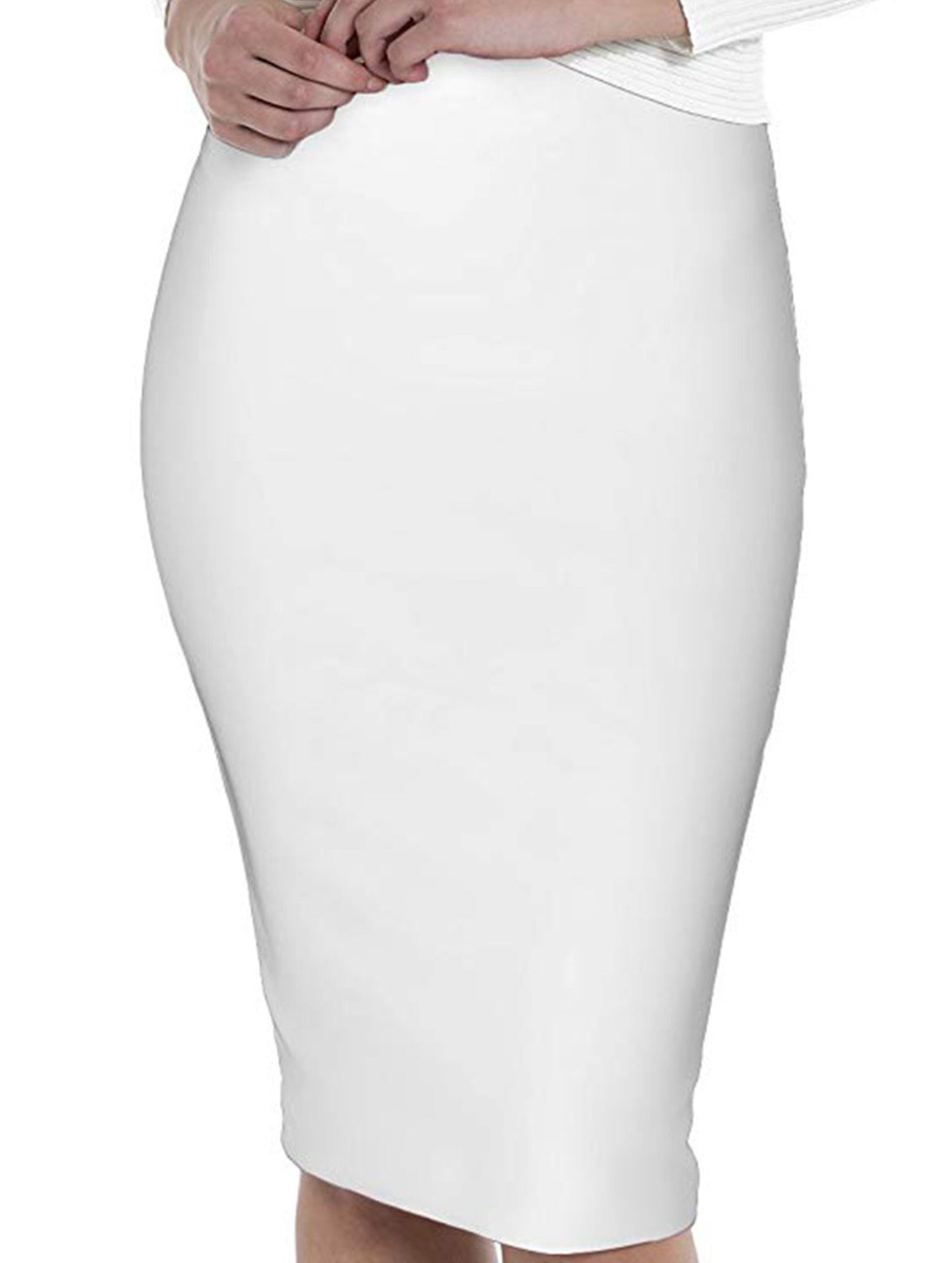 Bleistiftrock aus Satin mit Bandage, hoher Taille, dehnbar, figurbetont, lässig, formell, für den Alltag – Molor