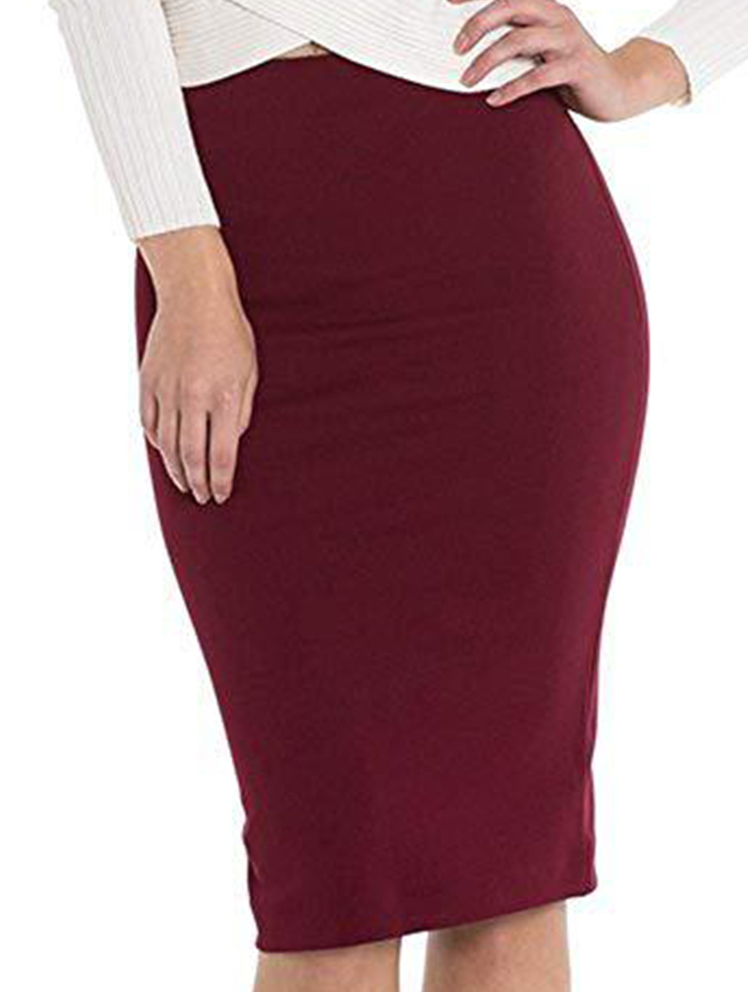 Bleistiftrock aus Satin mit Bandage, hoher Taille, dehnbar, figurbetont, lässig, formell, für den Alltag – Molor