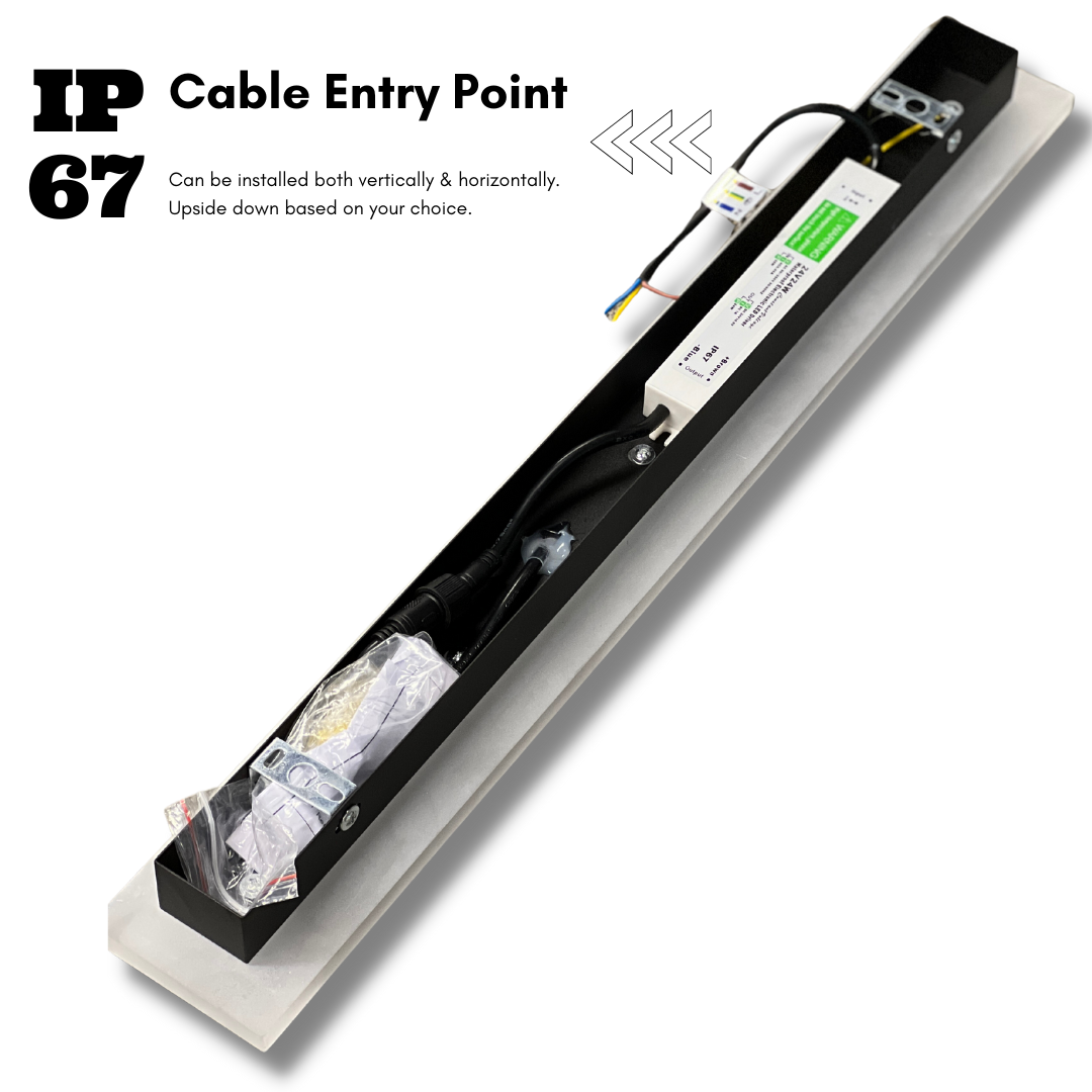 Wasserdichte Außen-Wandlampe Linear Matt-Schwarzes Acrylpaneel – Vynn