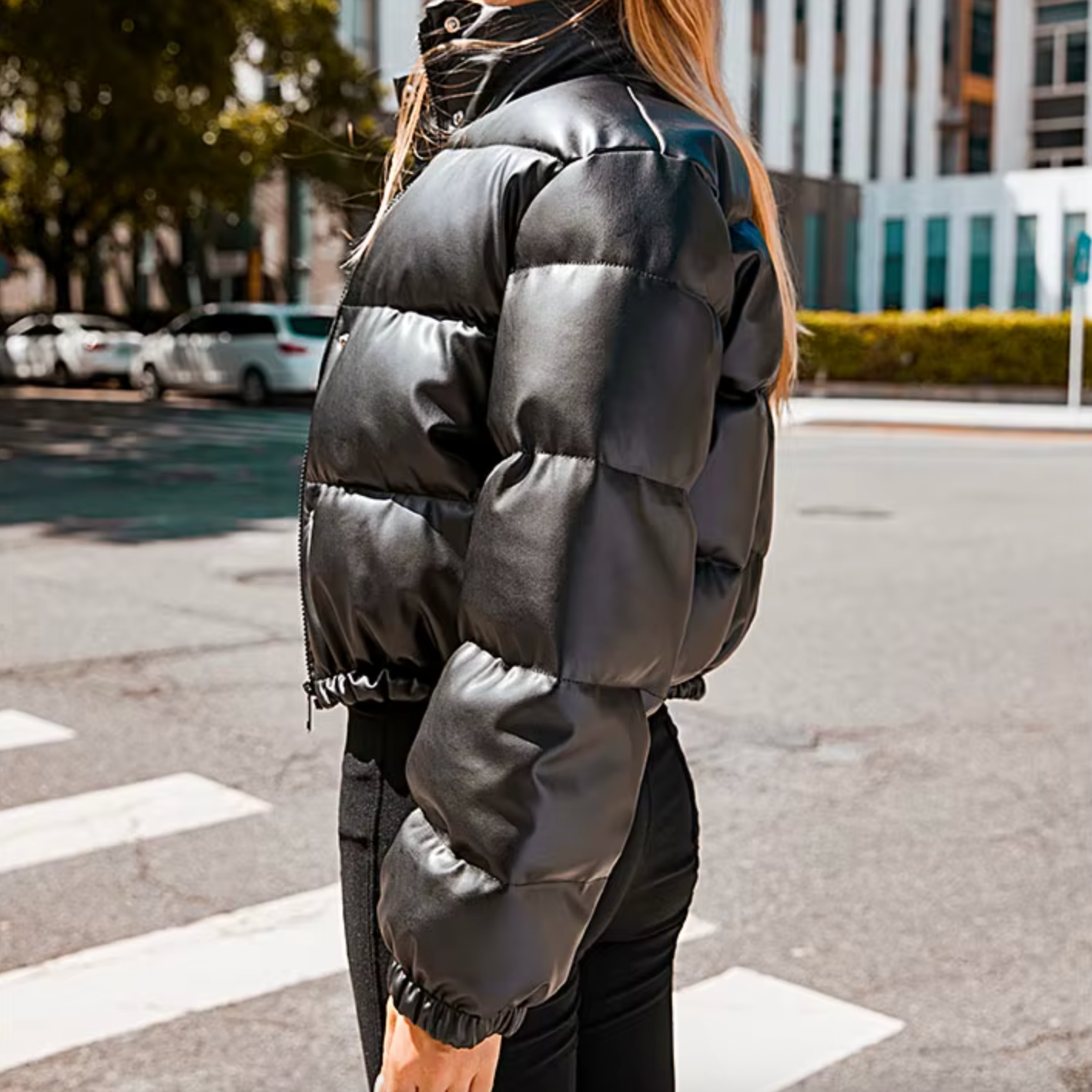 Veste Puffy Cuir – Hiverline, Douce Chaleur d’Hiver