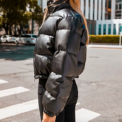 Veste Puffy Cuir – Hiverline, Douce Chaleur d’Hiver