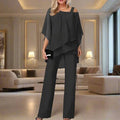 Ensemble de Luxe en Chiffon pour Femmes - Haut Superposé et Pantalons Large Éléguant pour Soirées et Bureau