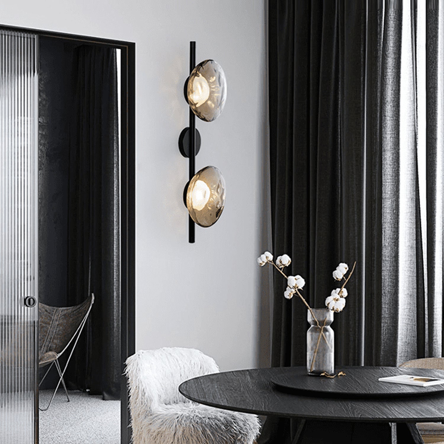 CetoLume – Runde Glas-Wandleuchte im nordischen Design, skulptiert