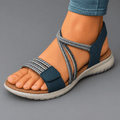 Leichte Damensandalen mit gekreuzten elastischen Riemen, offenem Zehenbereich, lässig, Sommer