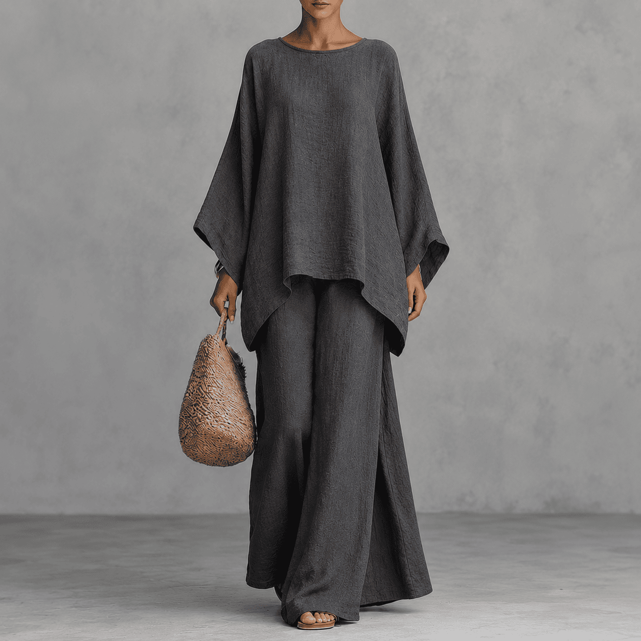 Ensemble Deux Pièces Femme Blouse Oversize et Pantalon Large Casual Été