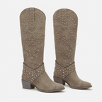 Stivali da cowboy da donna borchiati con tacco a blocco, western country, da festival