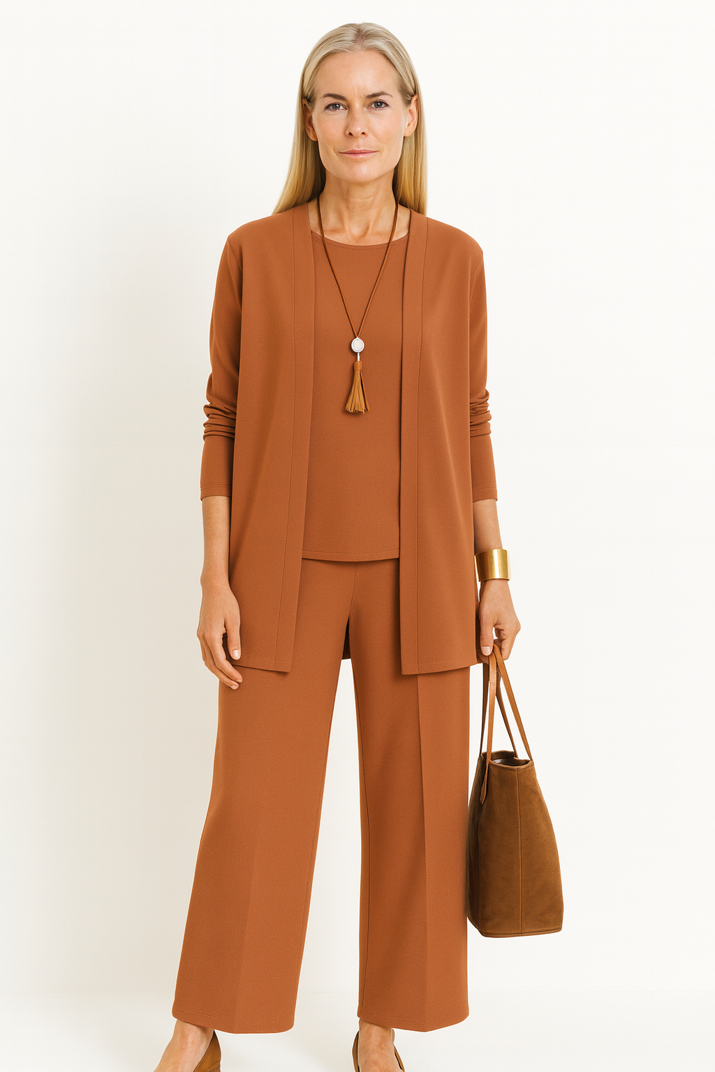 Conjunto Elegante Mujer 3 Piezas Blazer Chaleco Pantalones Anchos Ligero Favorable Casual Chic – Pin