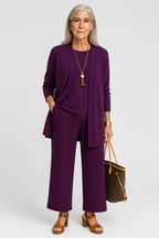 Conjunto Elegante Mujer 3 Piezas Blazer Chaleco Pantalones Anchos Ligero Favorable Casual Chic – Pin