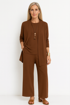 Conjunto Elegante Mujer 3 Piezas Blazer Chaleco Pantalones Anchos Ligero Favorable Casual Chic – Pin