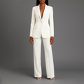 Ensemble de Costume Tailleur Féminin Structuré Blazer Longue Pantalons Évasés Élégants pour Bureau – Christi