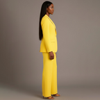 Ensemble de Costume Tailleur Féminin Structuré Blazer Longue Pantalons Évasés Élégants pour Bureau – Christi