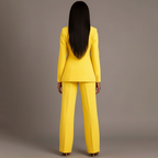 Ensemble de Costume Tailleur Féminin Structuré Blazer Longue Pantalons Évasés Élégants pour Bureau – Christi