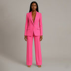 Ensemble de Costume Tailleur Féminin Structuré Blazer Longue Pantalons Évasés Élégants pour Bureau – Christi