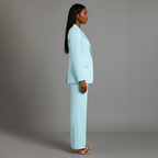 Ensemble de Costume Tailleur Féminin Structuré Blazer Longue Pantalons Évasés Élégants pour Bureau – Christi