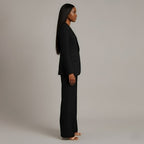 Ensemble de Costume Tailleur Féminin Structuré Blazer Longue Pantalons Évasés Élégants pour Bureau – Christi