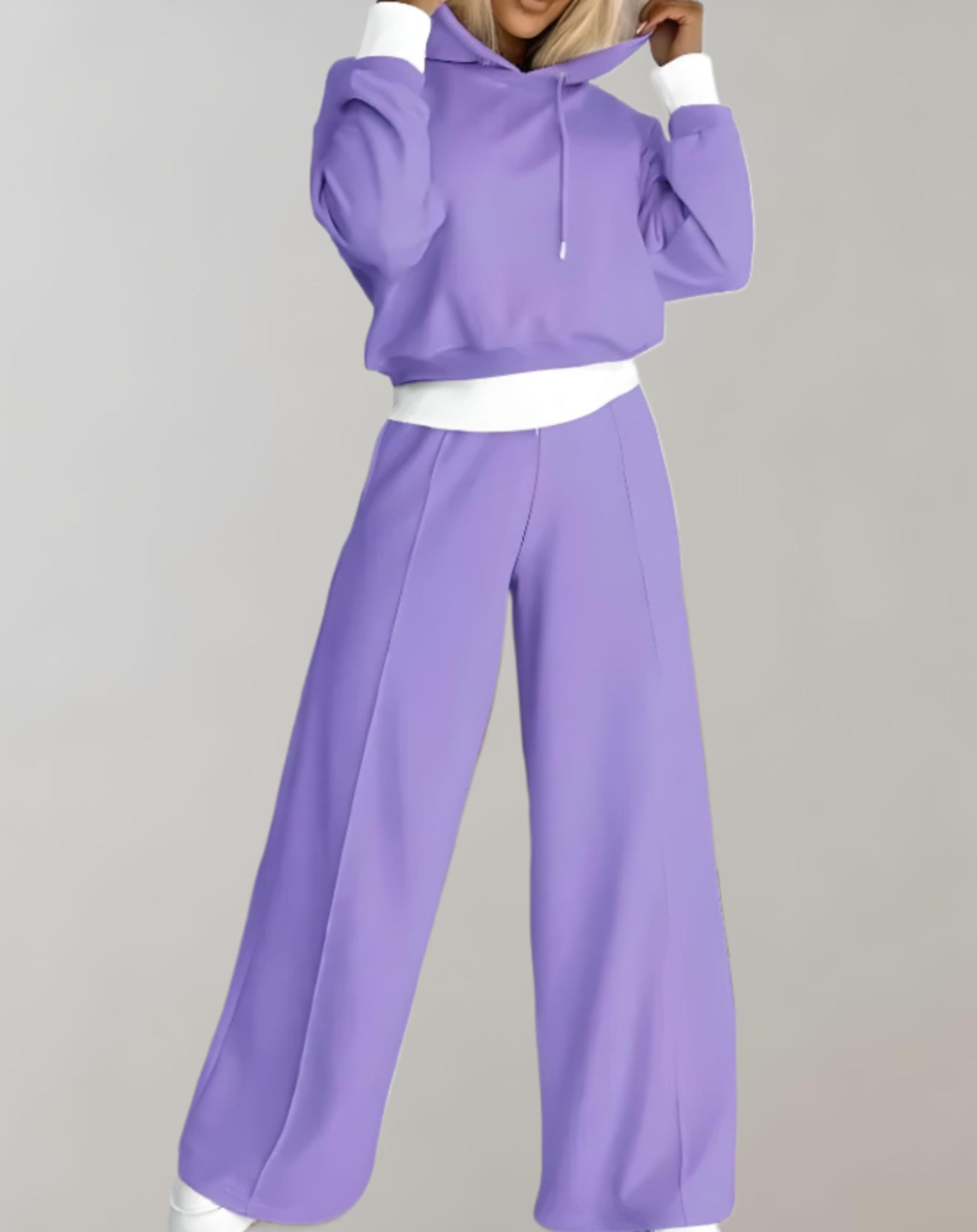 Chándal de dos piezas para mujer con sudadera con capucha, pantalón ancho, suave, cómodo, casual, chic, para relajarse a diario y fines de semana – Ninova